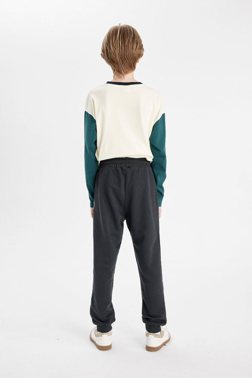 Erkek Çocuk - Genç Erkek Antrasit Erkek Çocuk Baskılı Beli Paçası Lastikli Cepli Jogger Okul Eşofman Altı