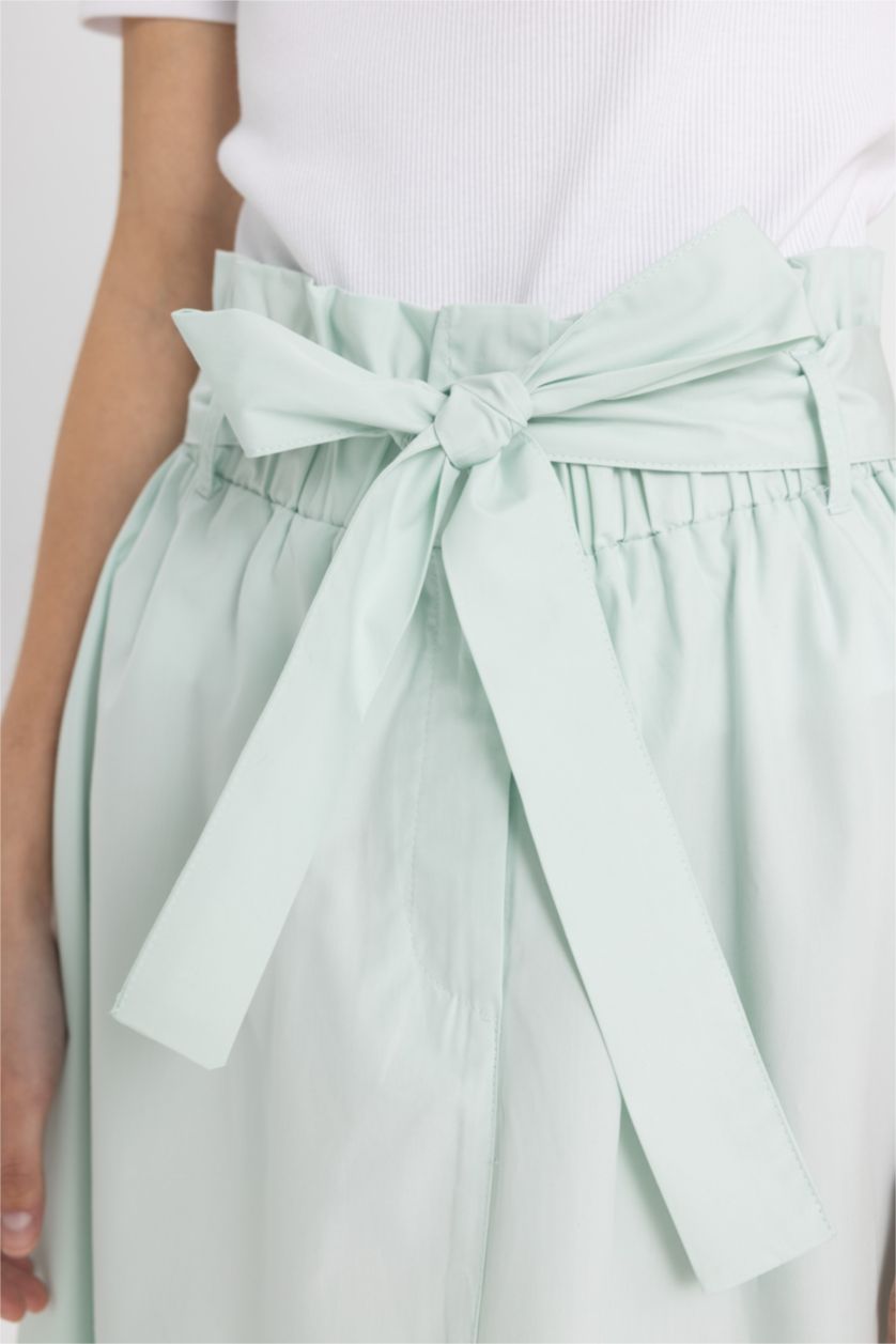 حريمي نعناع جيبة ميدي بوبلين بقصة A بخصر عادي