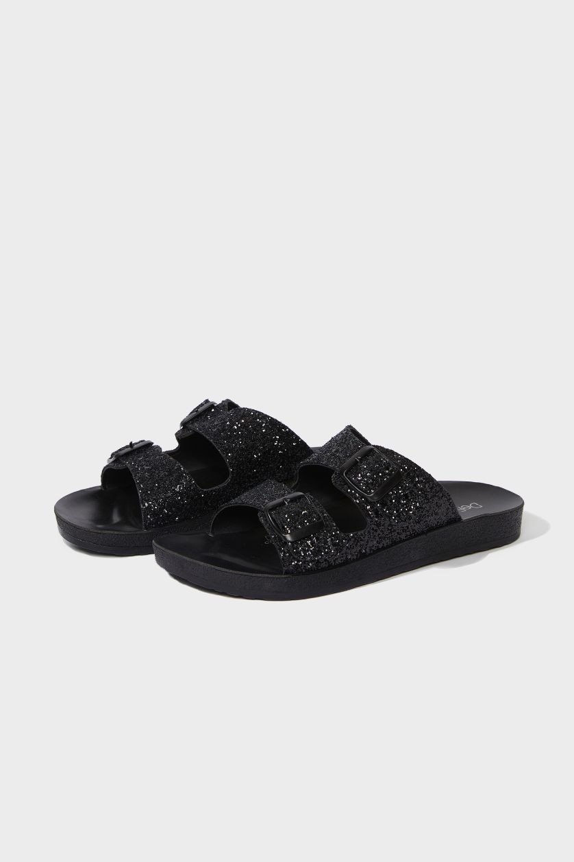 Kadın Siyah Kadın Yüksek Taban Suni Deri Terlik