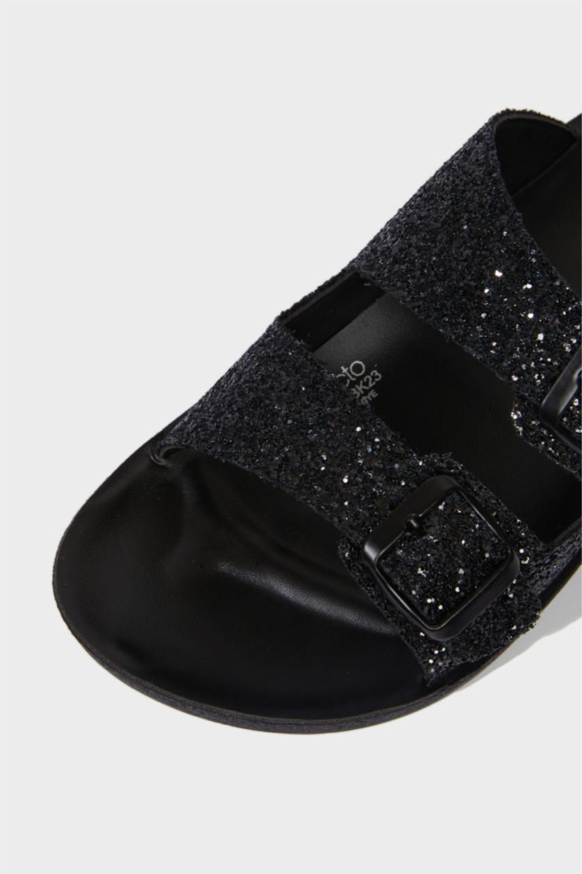 Kadın Siyah Kadın Yüksek Taban Suni Deri Terlik