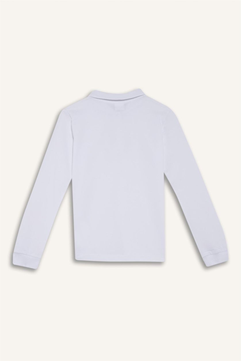 Kız Çocuk - Genç Kız Beyaz Okul Polo Yaka Basic Düz Pike 2'li Tişört Kız Çocuk