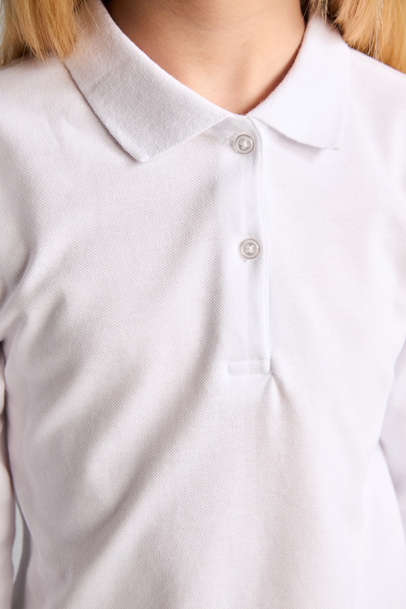 GIRLS & TEENS White Girl 100% Cotton Basic 2 Piece Polo Shirt