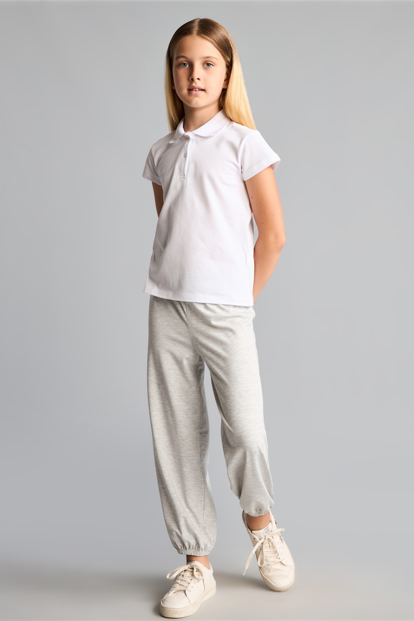 GIRLS & TEENS White Girl 100% Cotton Basic 2 Piece Polo Shirt