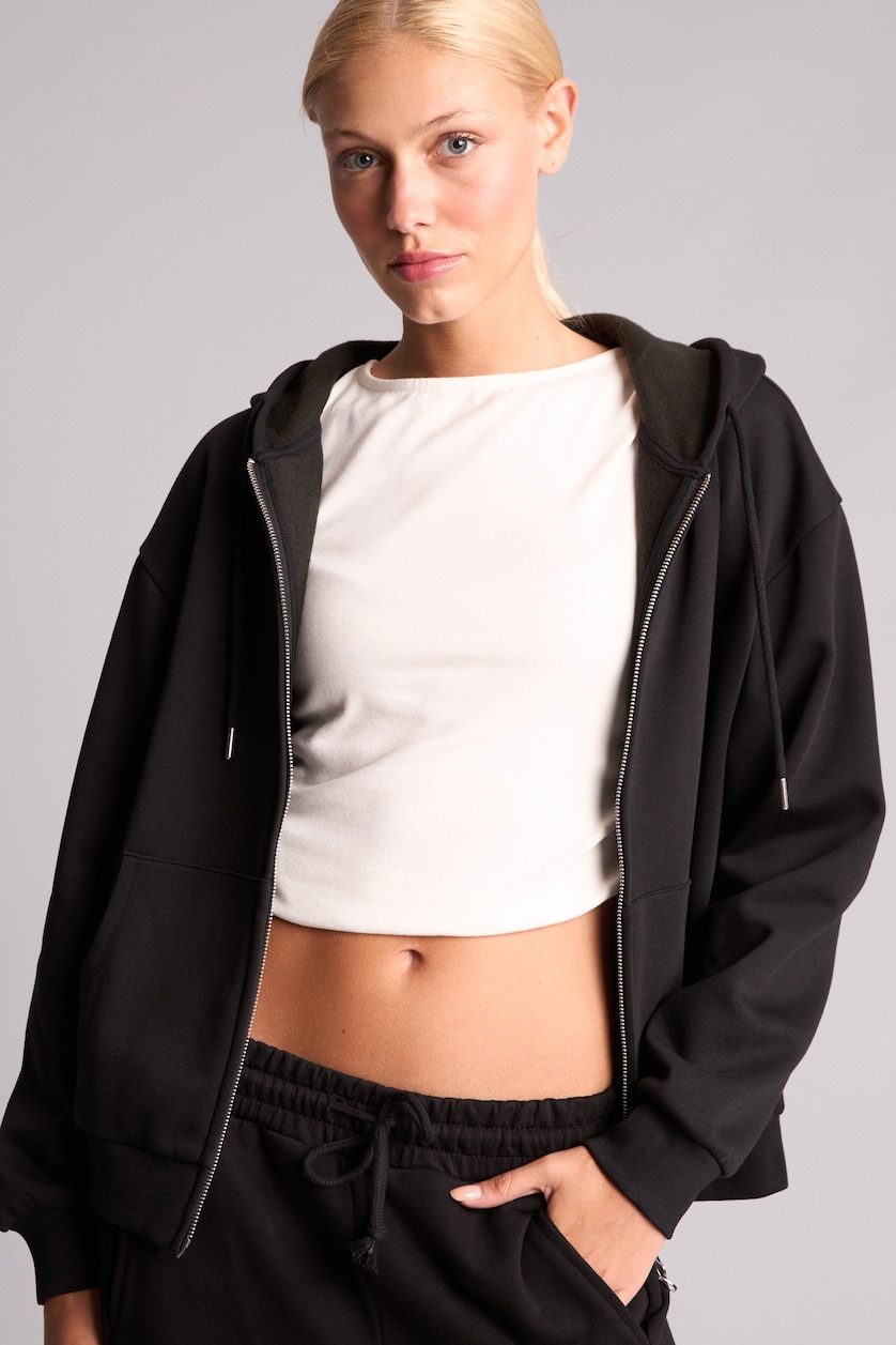 FEMME Noir Cardigan Tissu Sweat Épais