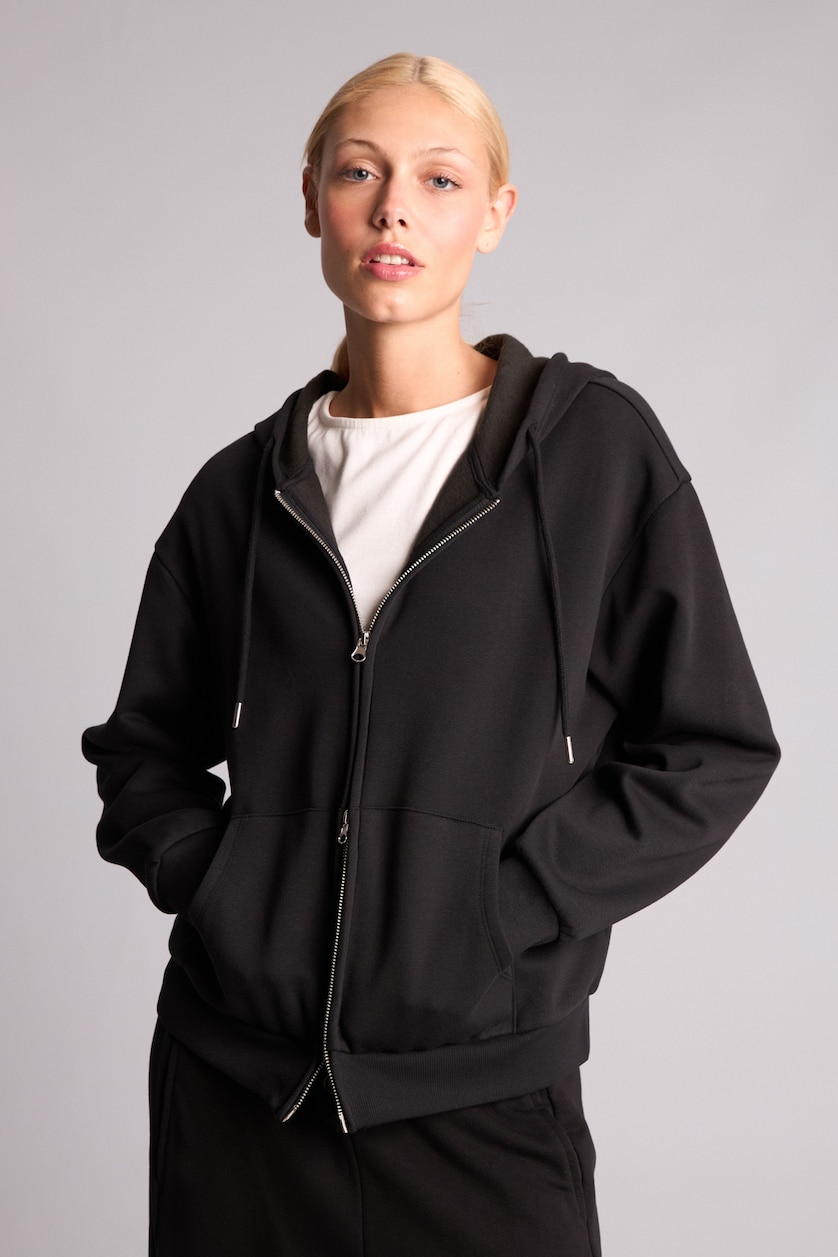 FEMME Noir Cardigan Tissu Sweat Épais