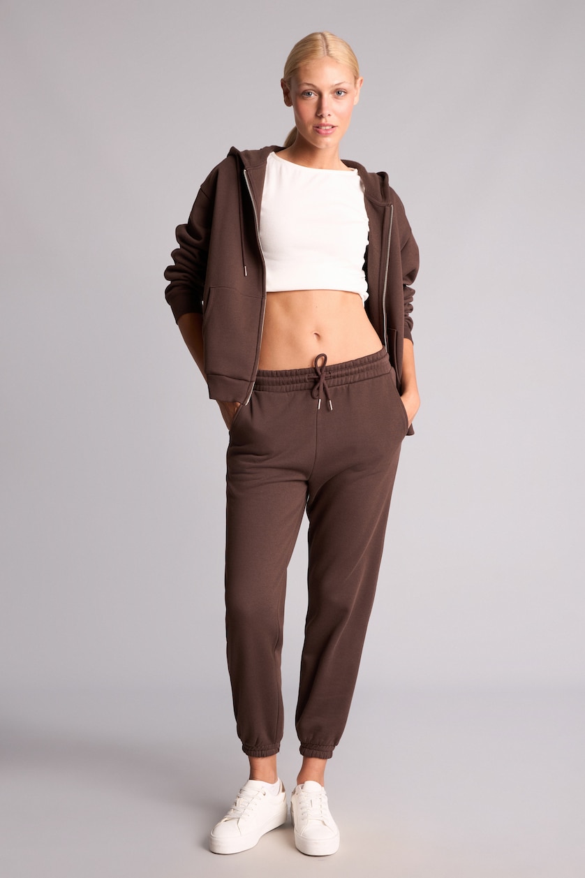 FEMME Marron Sweat à capuche basique épais Coupe décontractée