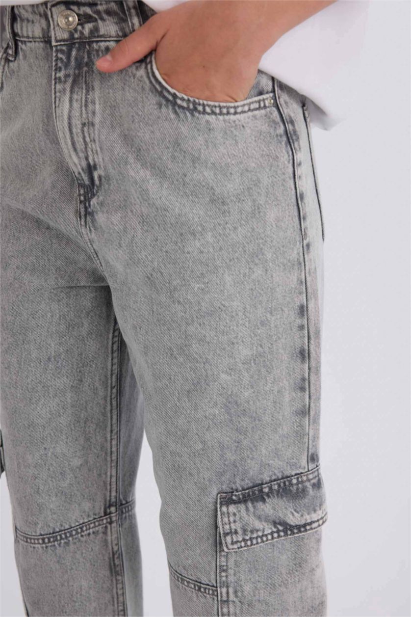 Kadın Gri Yüksek Bel 90's Wıde Leg Pantolon