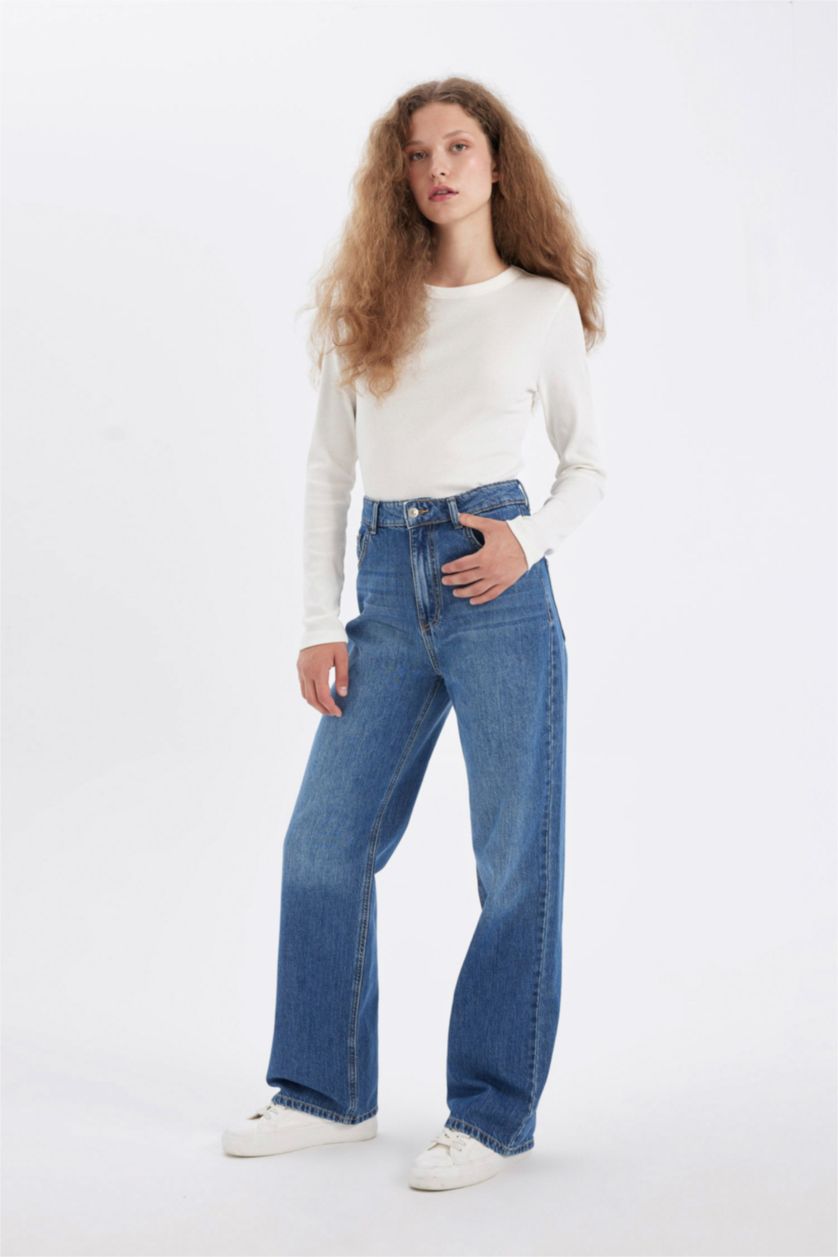 FEMME Bleu Foncé Pantalon Jean