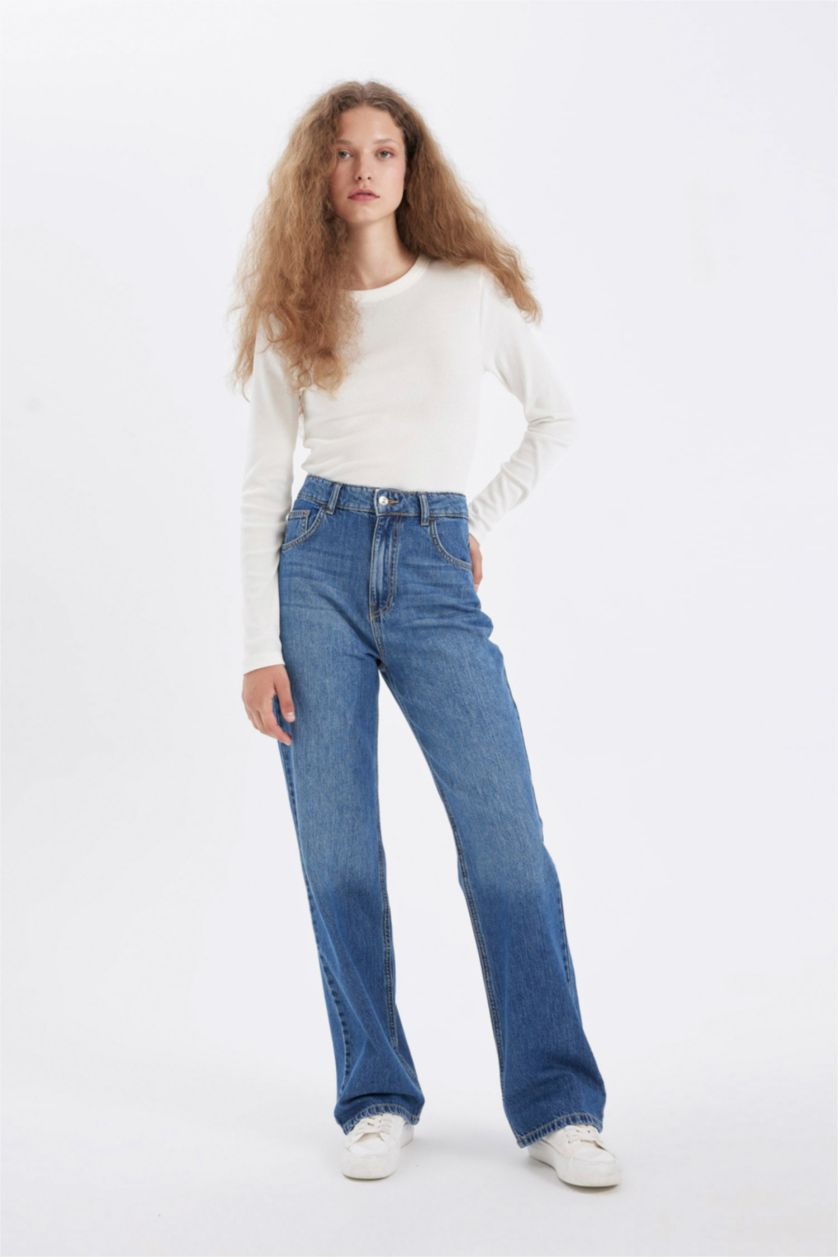 FEMME Bleu Foncé Pantalon Jean