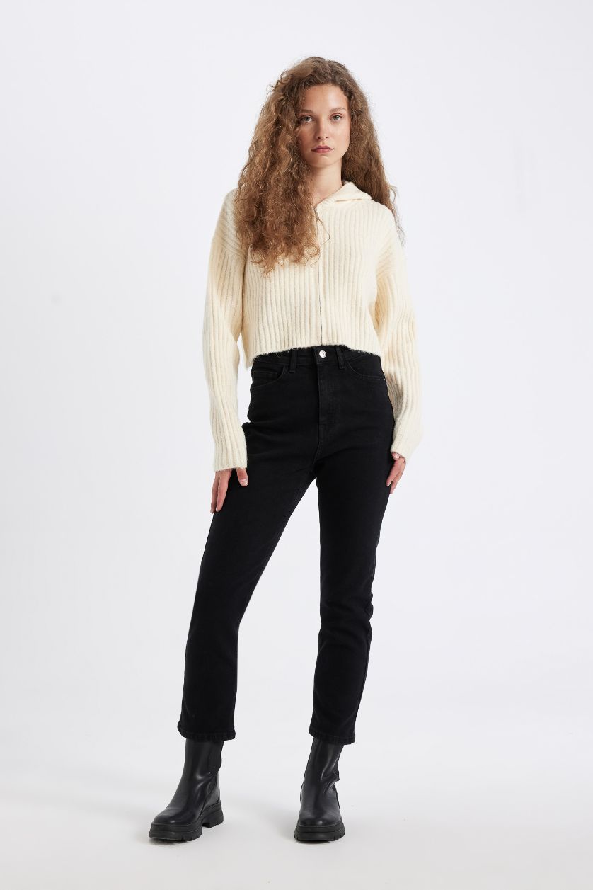 WOMAN Beige Regular Fit Hooded Knitwear Cardigan