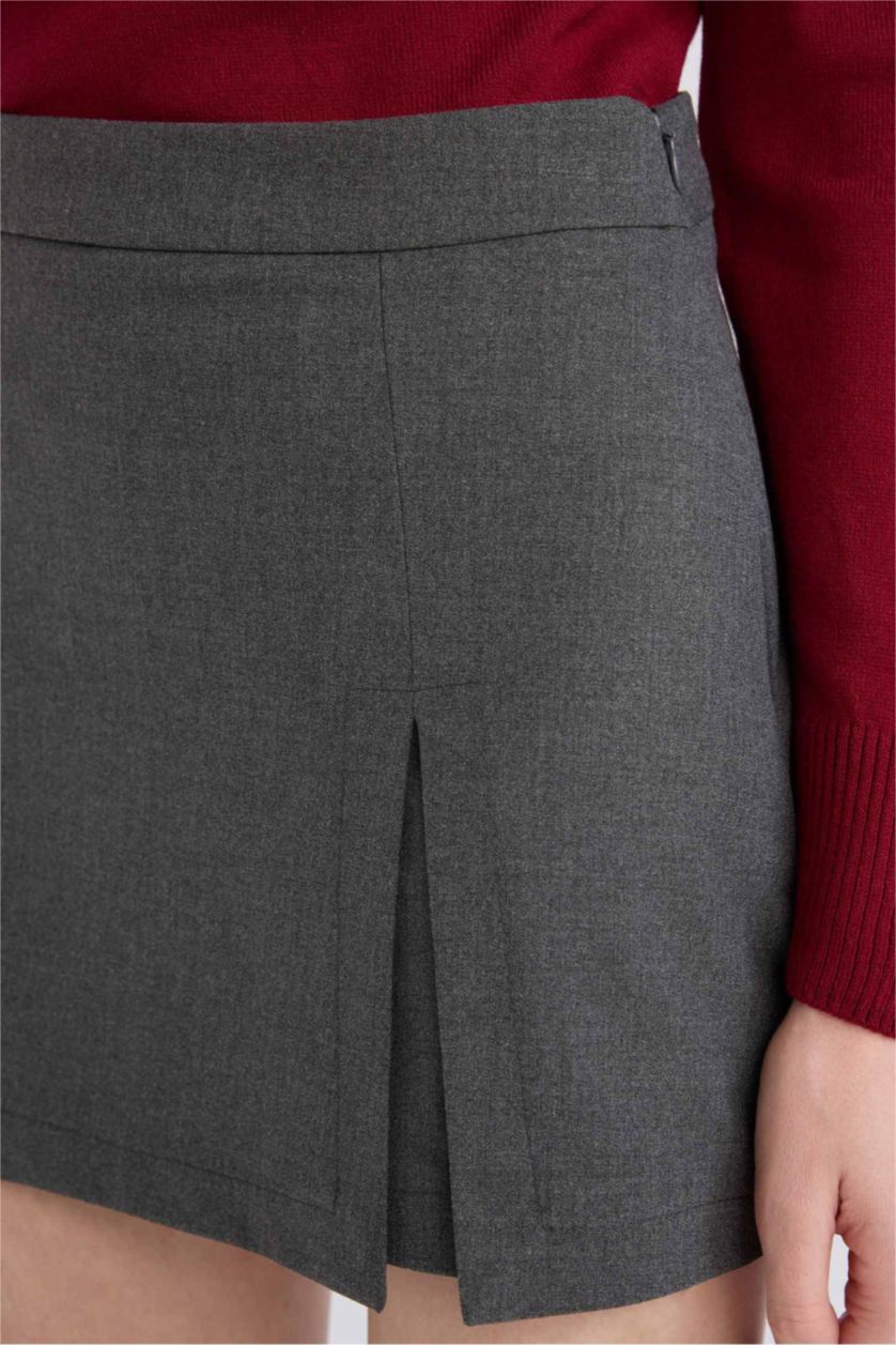 WOMAN Anthracite High Waist Pleated Casual Classic Skort