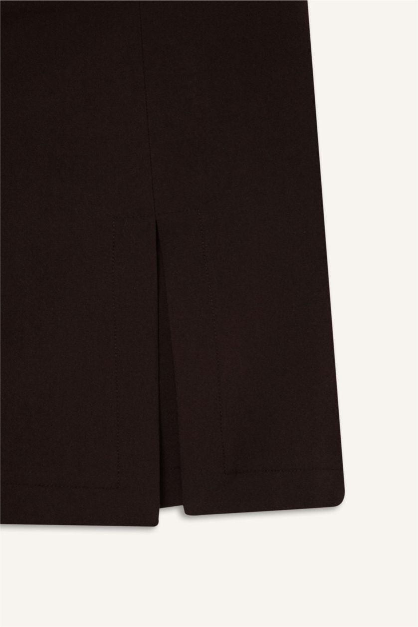 Kadın Kahve Yüksek Bel Pileli Casual Klasik Şort Etek 