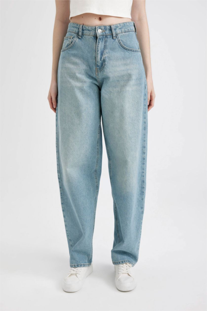 FEMME Indigo Clair Pantalon Jean Baggy