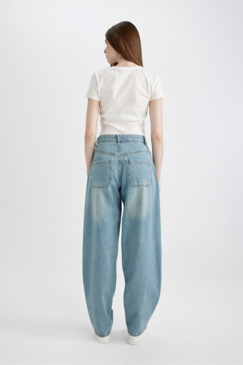 FEMME Indigo Clair Pantalon Jean Baggy