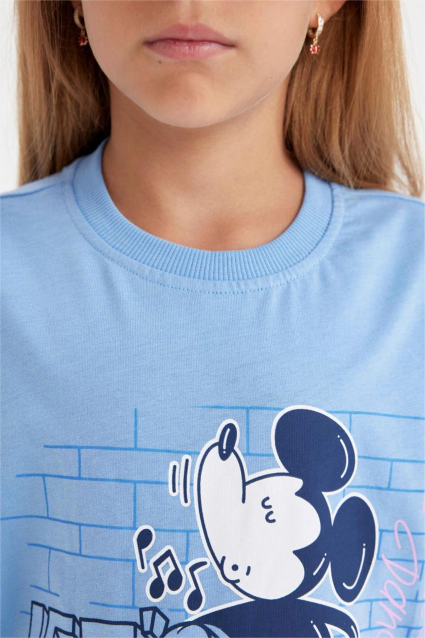 Kız Çocuk - Genç Kız Mavi Kız Çocuk Disney Mickey & Minnie Relax Fit Bisiklet Yaka Kısa Kollu Tişört