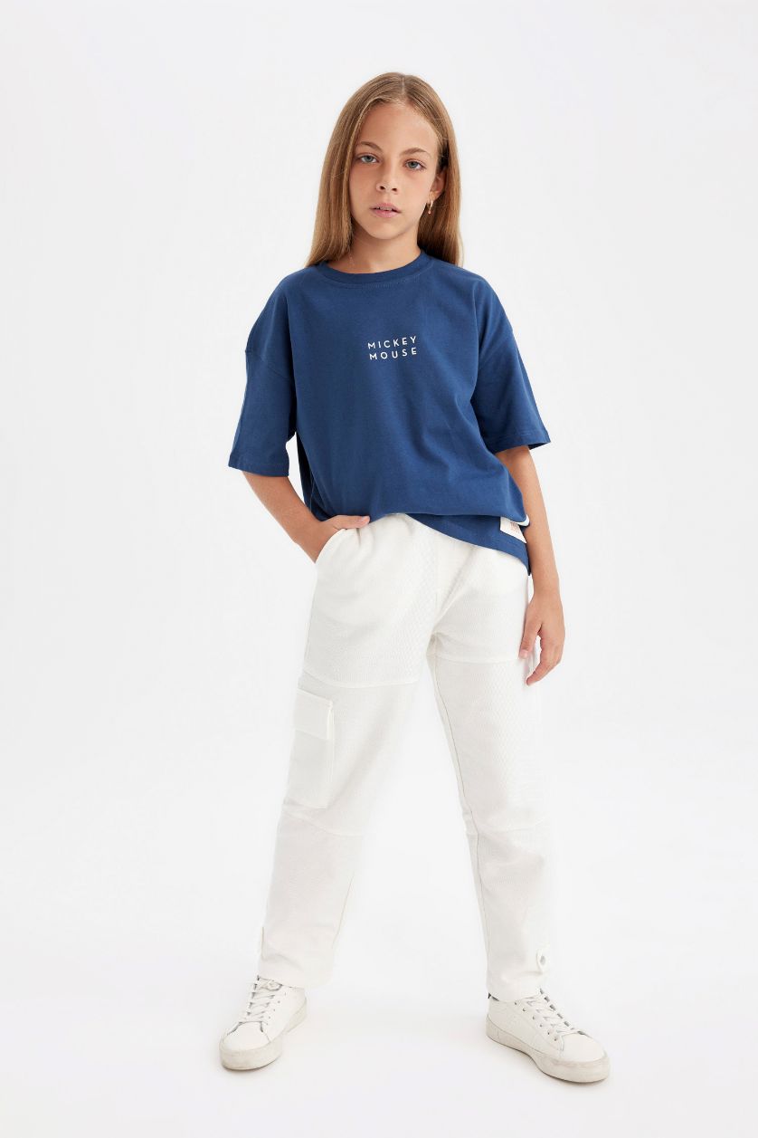 FILLES Indigo T-Shirt Oversize à Manches Courtes Mickey & Minnie à Col Rond pour Fille