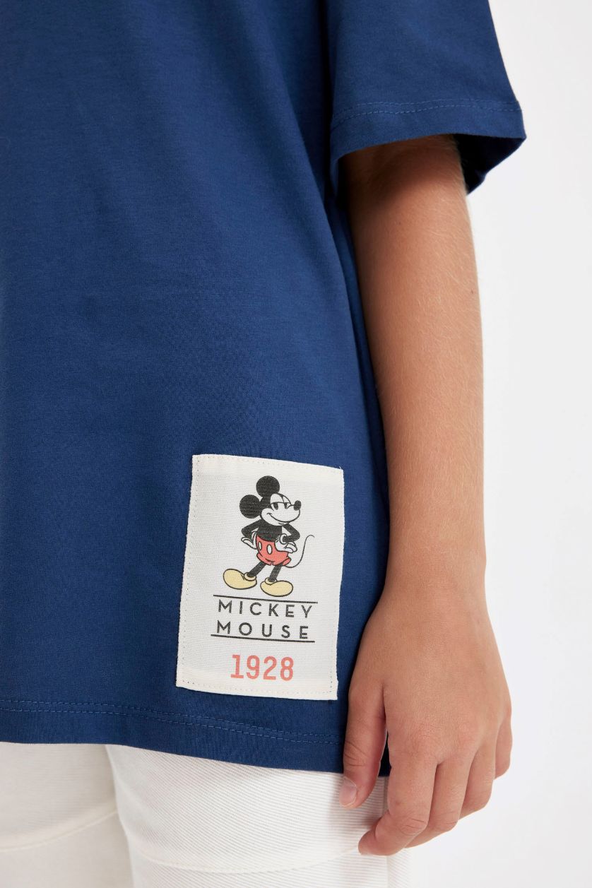 FILLES Indigo T-Shirt Oversize à Manches Courtes Mickey & Minnie à Col Rond pour Fille