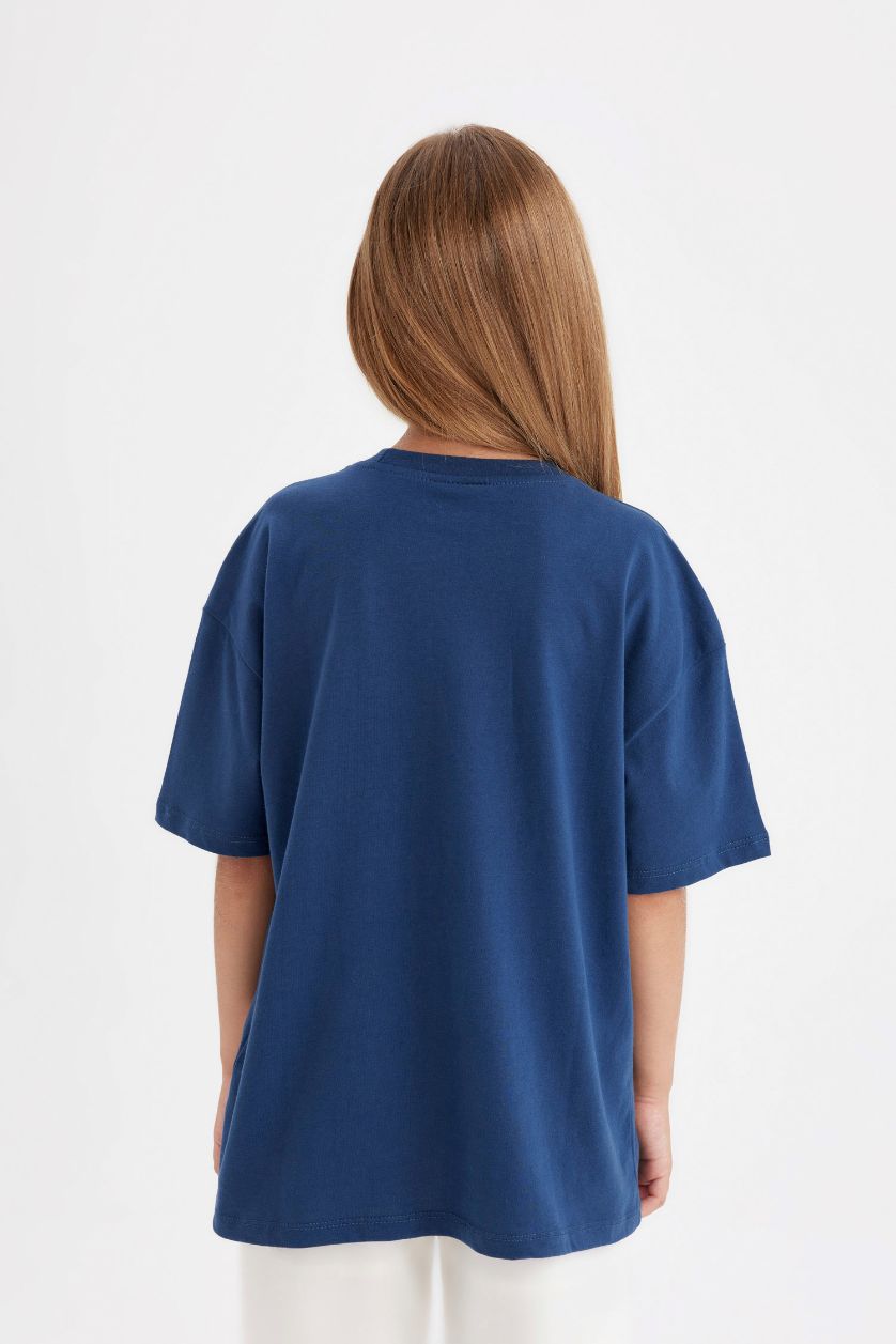 FILLES Indigo T-Shirt Oversize à Manches Courtes Mickey & Minnie à Col Rond pour Fille