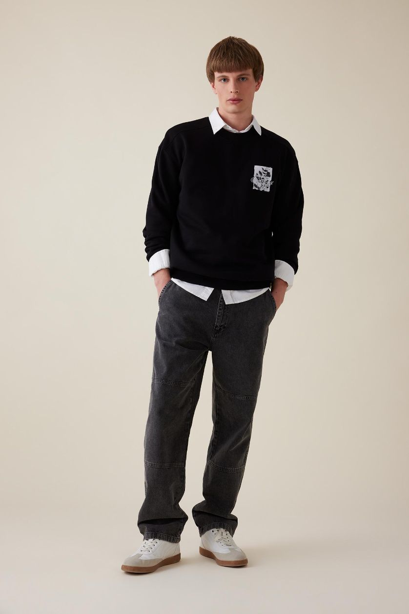 Erkek Siyah Wıde Straıght Pantolon