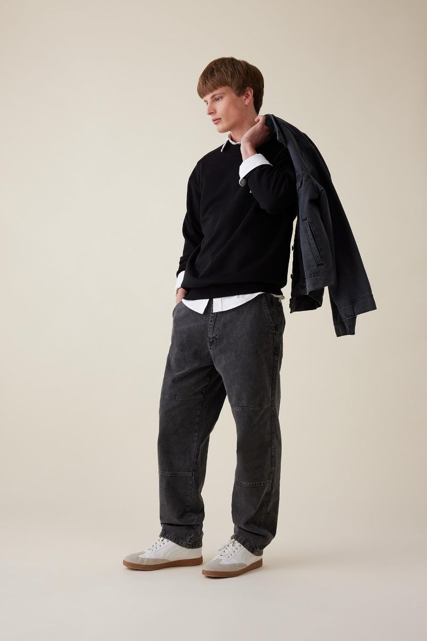 Erkek Siyah Wıde Straıght Pantolon