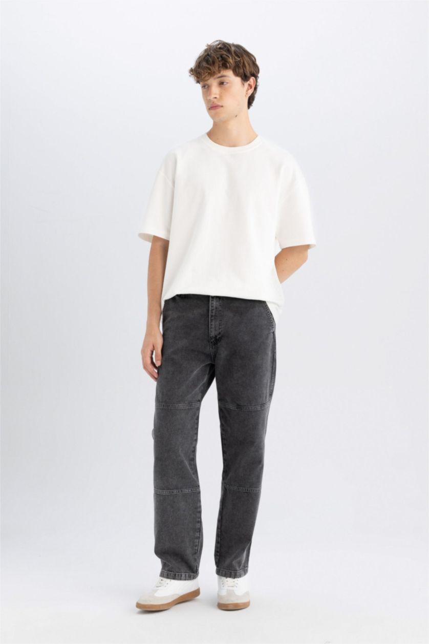 Erkek Siyah Wıde Straıght Pantolon