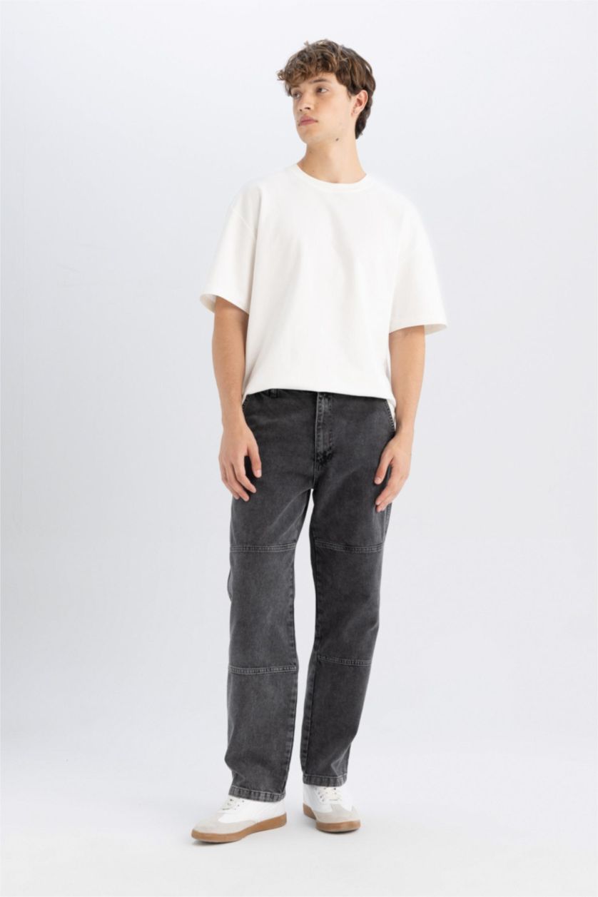 Erkek Siyah Wıde Straıght Pantolon