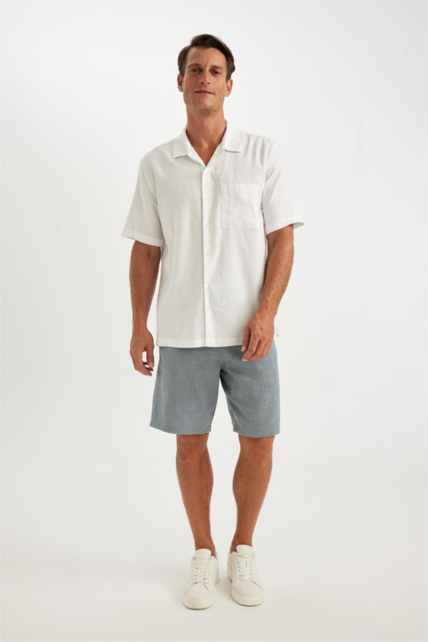 رجال أزرق شورت قطن قصة مريحة