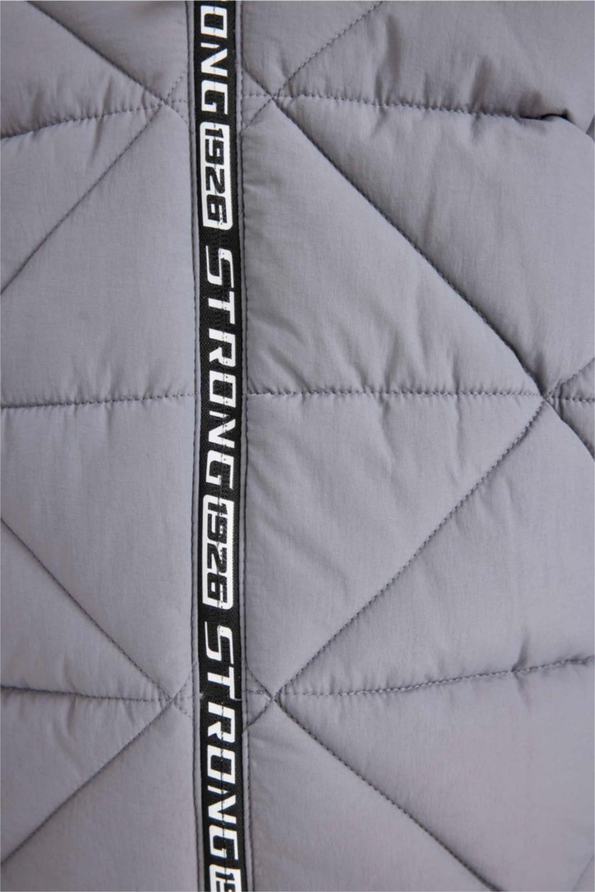 Boys & Teens Grey Boy Waterproof Hooded Zippered Puffer Jacket