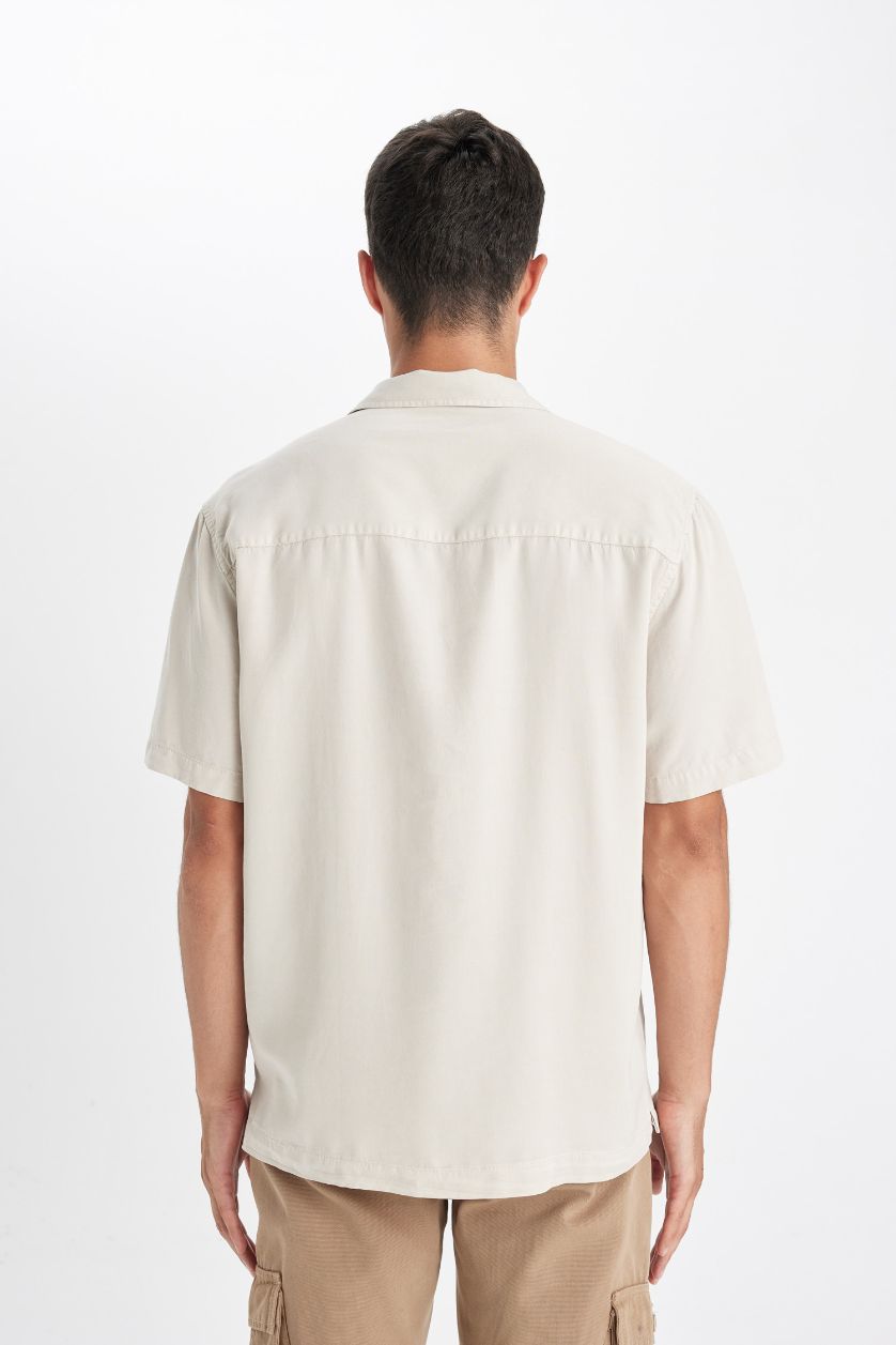 Erkek Taş Relax Fit Yazlık Polo Yaka Pamuklu Kısa Kollu Gömlek