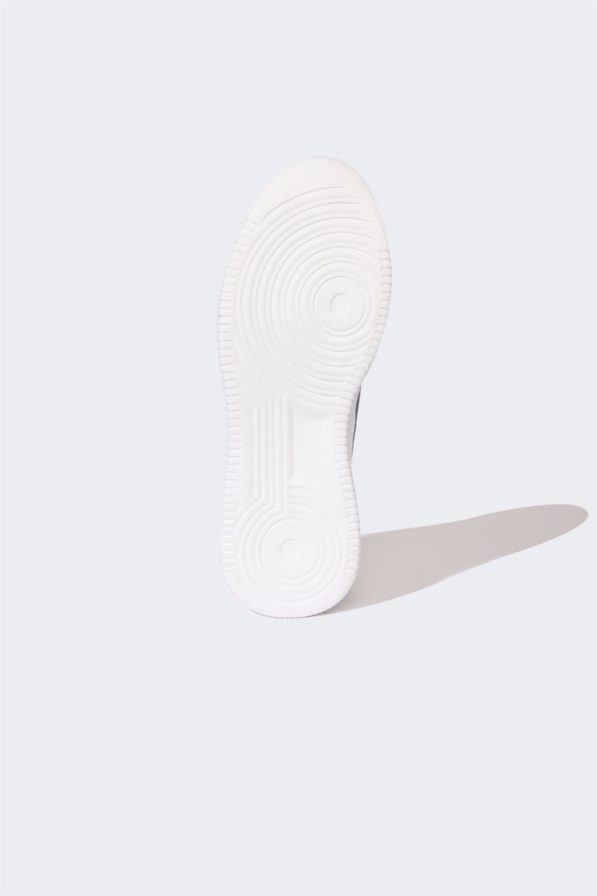 HOMME Noir Baskets en Simili-cuir à semelle plate pour Homme