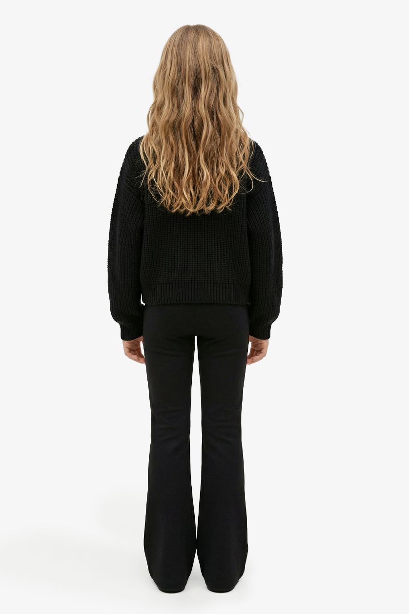 بنات أسود سروال ضيق برجل واسع