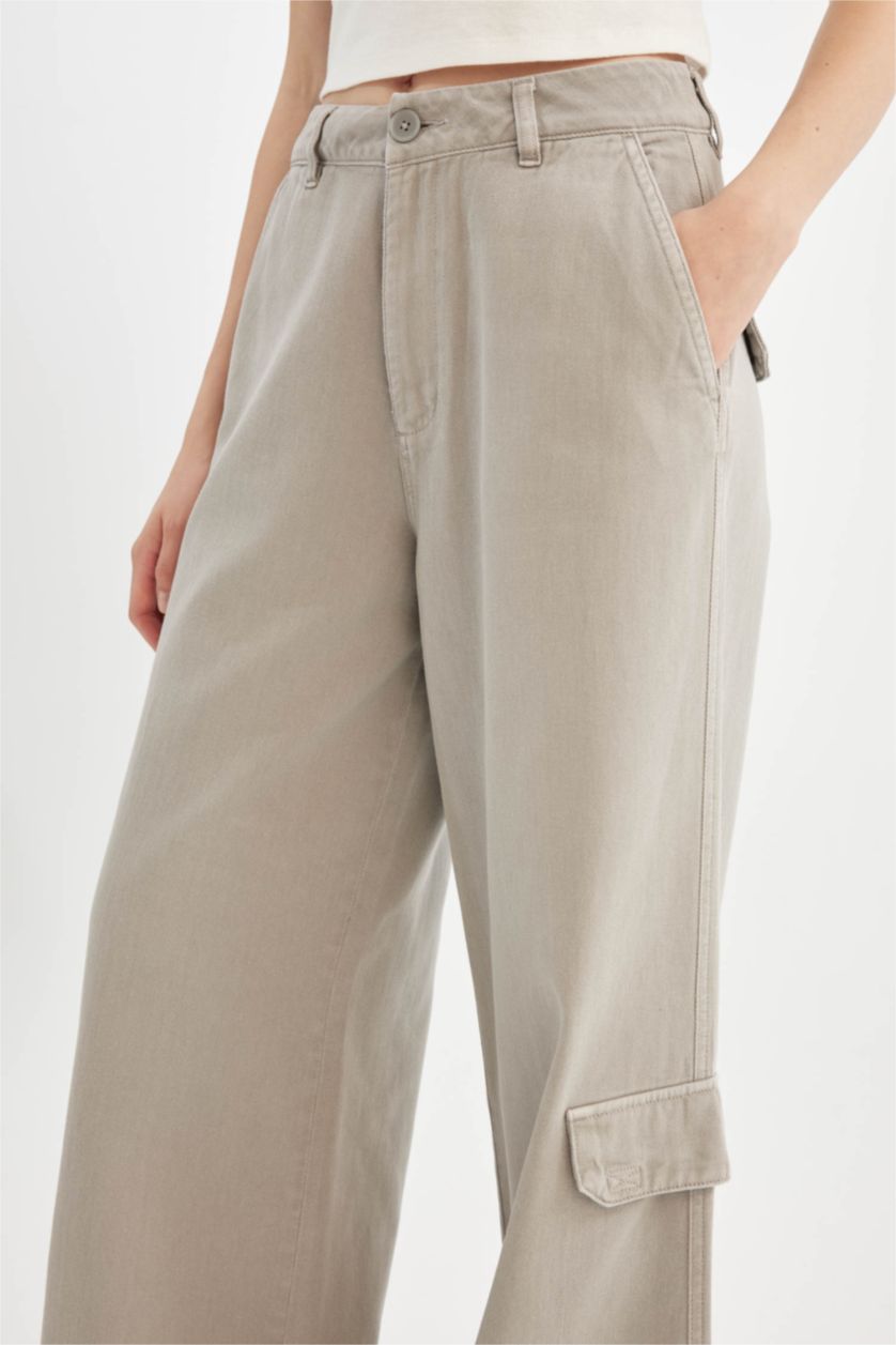 Әйелдерге Сұр Coool кең аяқ габардин Шалбар