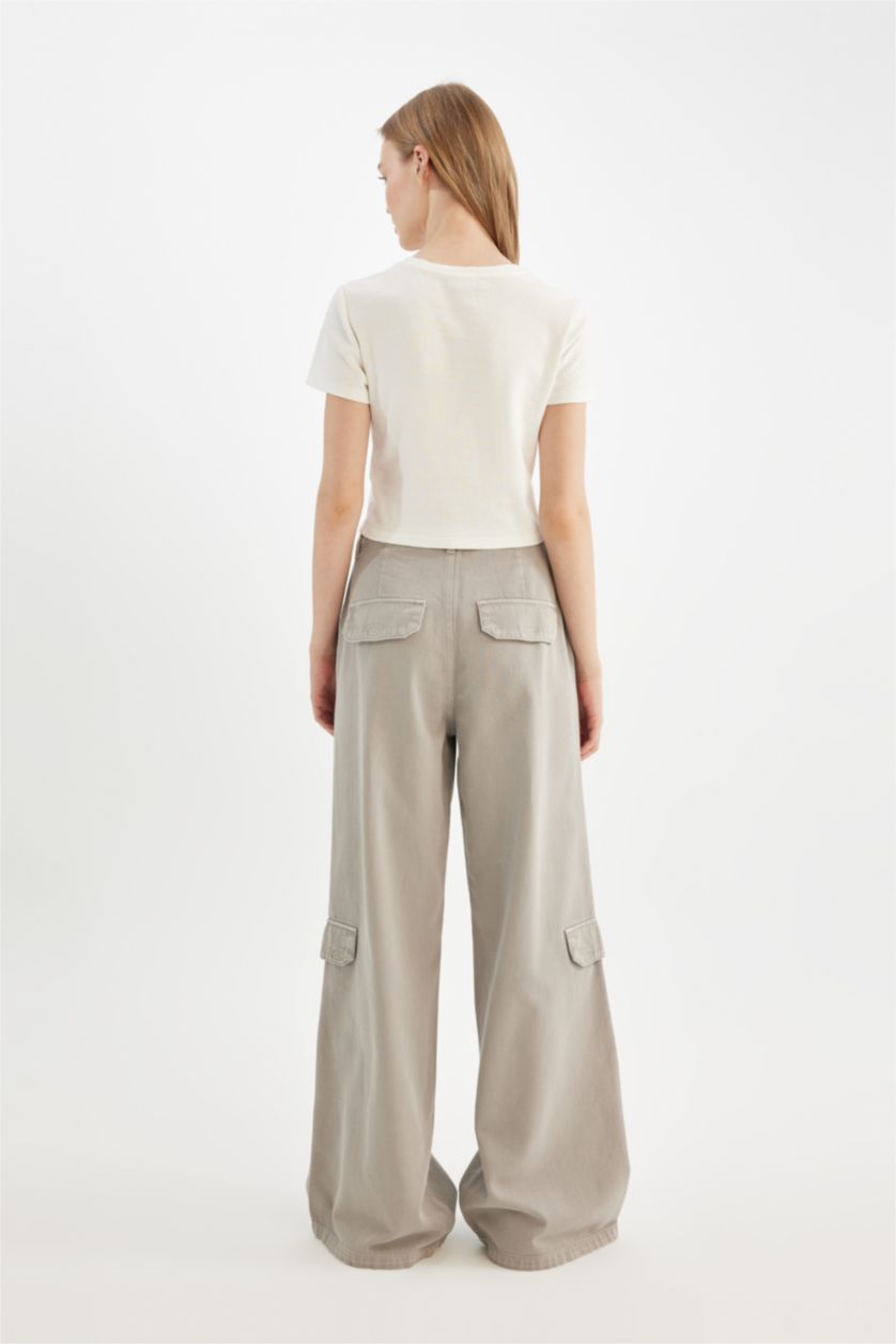 Әйелдерге Сұр Coool кең аяқ габардин Шалбар