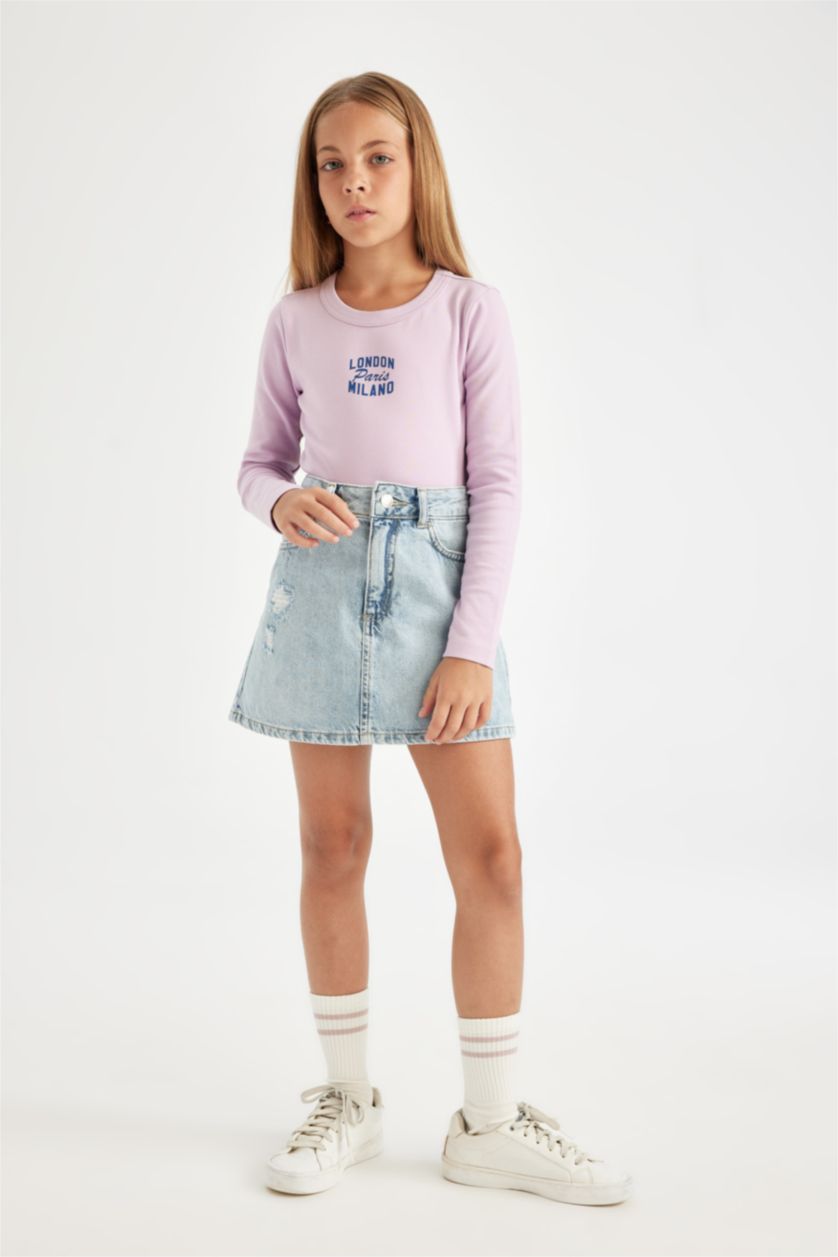 GIRLS & TEENS Lilac Girl Crew Neck Printed T-Shirt