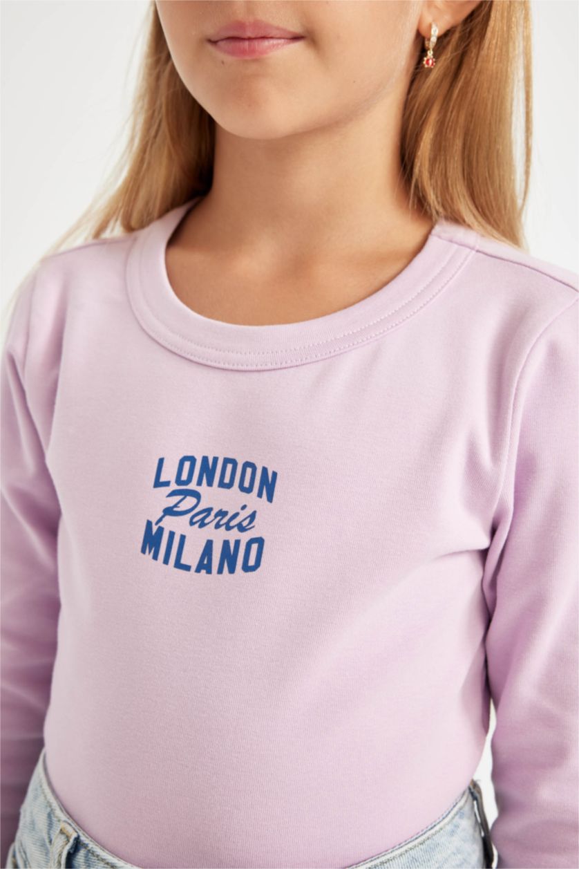 GIRLS & TEENS Lilac Girl Crew Neck Printed T-Shirt