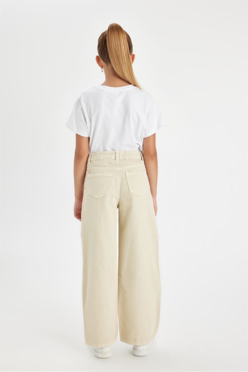 بناتي بيج بنطلون بناتي وايد ليج قطن برجل واسع