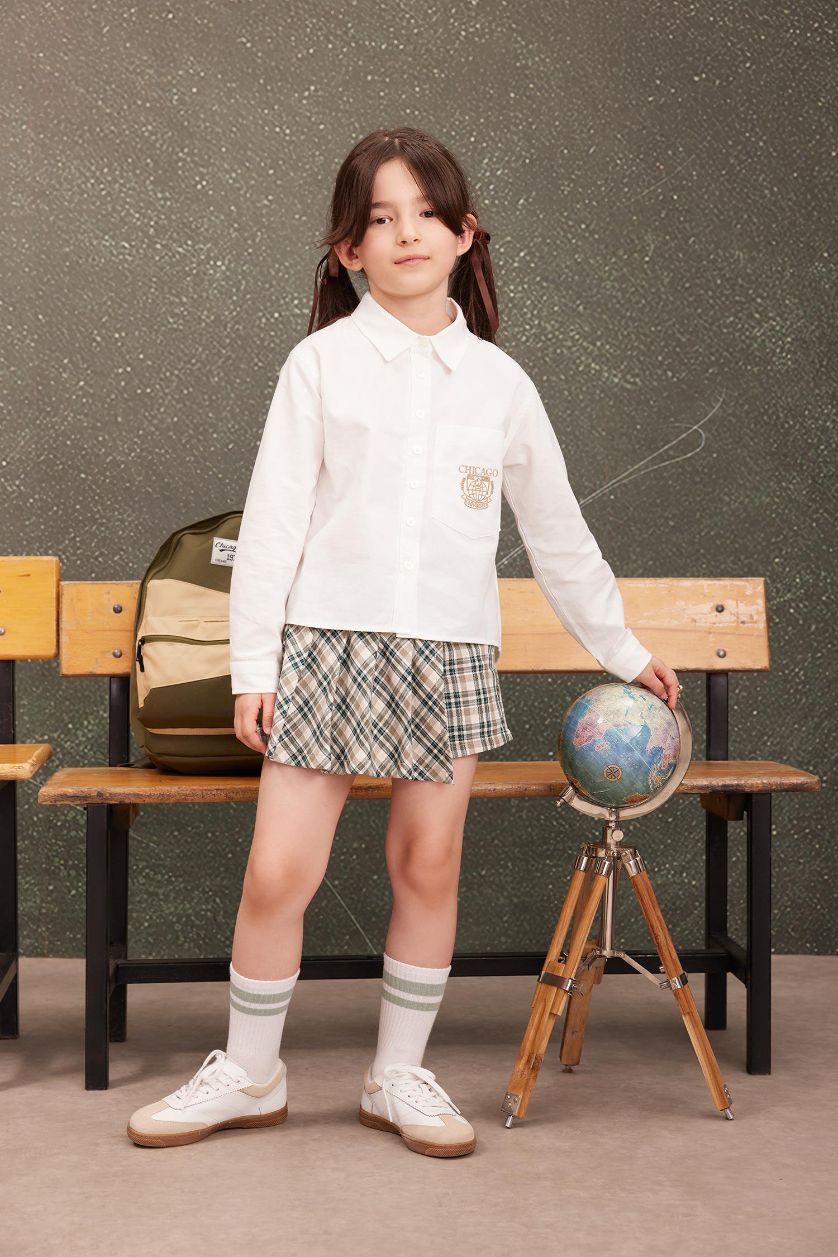 GIRLS & TEENS White Girl Oversize Fit Poplin White School Shirt