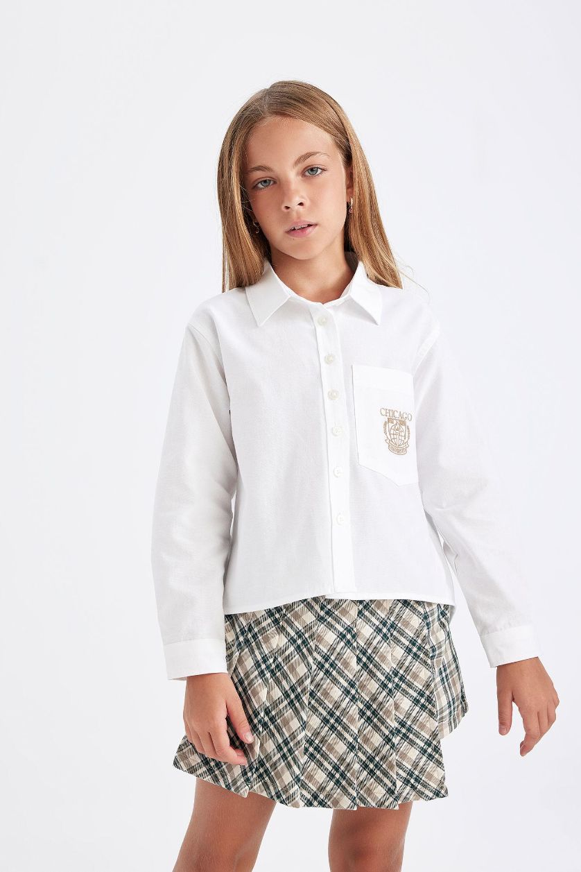 GIRLS & TEENS White Girl Oversize Fit Poplin White School Shirt
