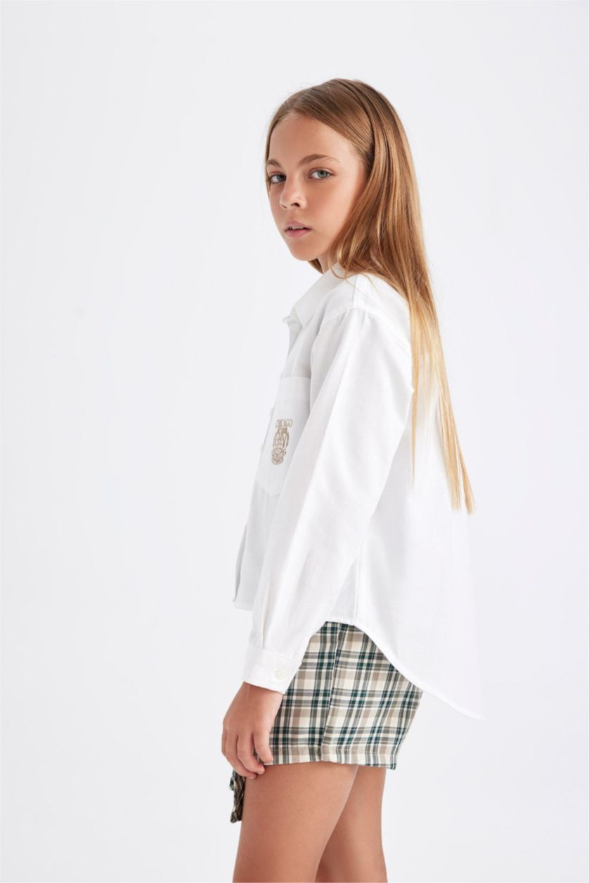 GIRLS & TEENS White Girl Oversize Fit Poplin White School Shirt