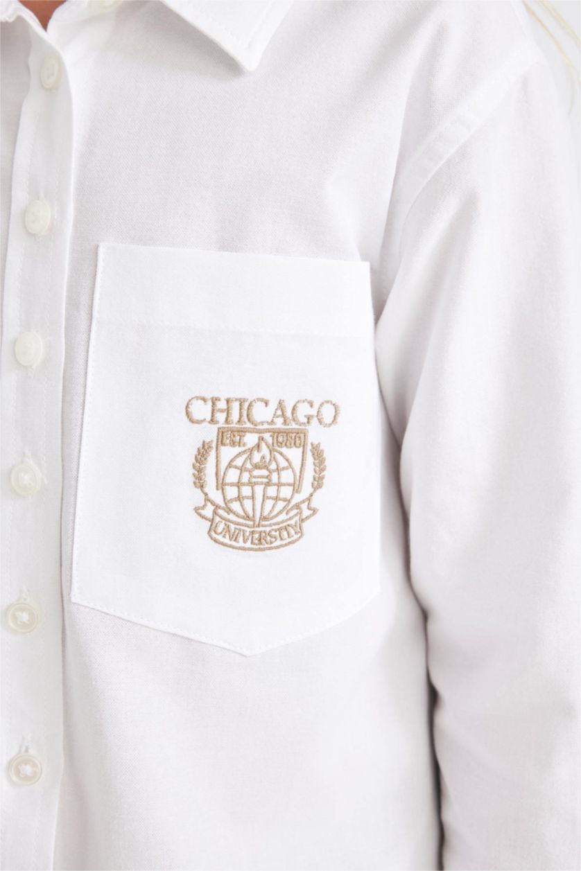 GIRLS & TEENS White Girl Oversize Fit Poplin White School Shirt