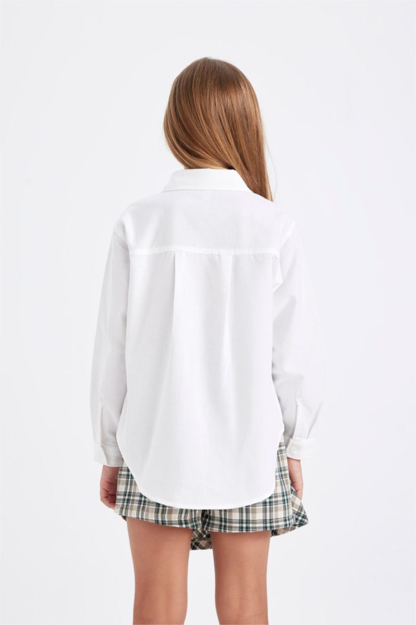 GIRLS & TEENS White Girl Oversize Fit Poplin White School Shirt