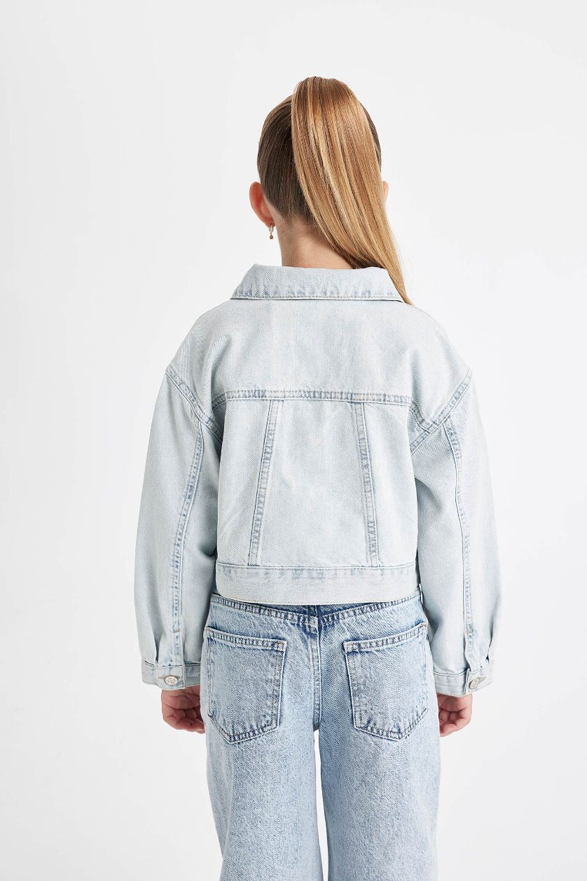 Girls & Teens Light Blue Girl Buttoned Short Denim Jacket