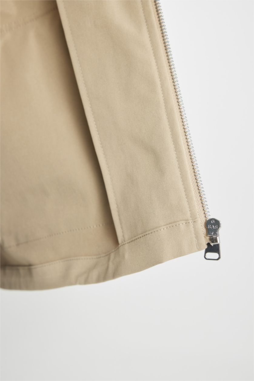 FEMME Écru Manteau imperméable à Capuche coupe régulière avec poches et fermeture éclair