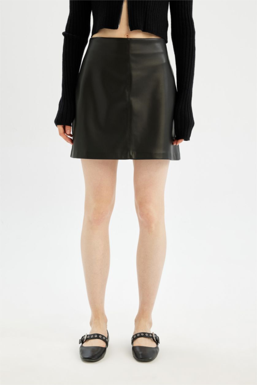 WOMAN Black A Cut Mini