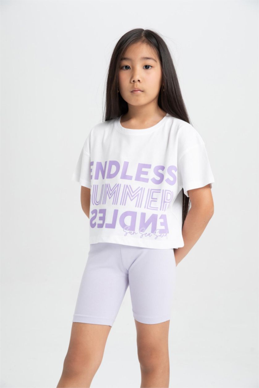 بنات اوف وايت سيت بناتي تيشيرت كروب وستريج - قطعتين