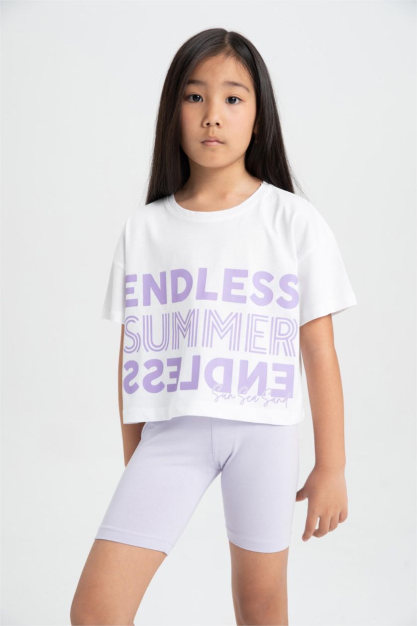 بنات اوف وايت سيت بناتي تيشيرت كروب وستريج - قطعتين