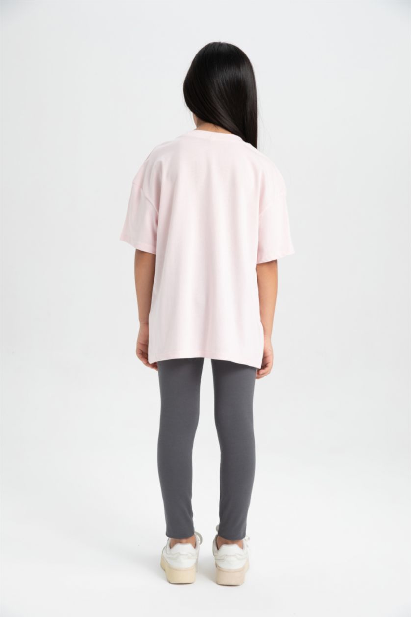 GIRLS & TEENS Light Pink Girl Teddy Bear Printed T-Shirt Long Leggings 2 Piece Set