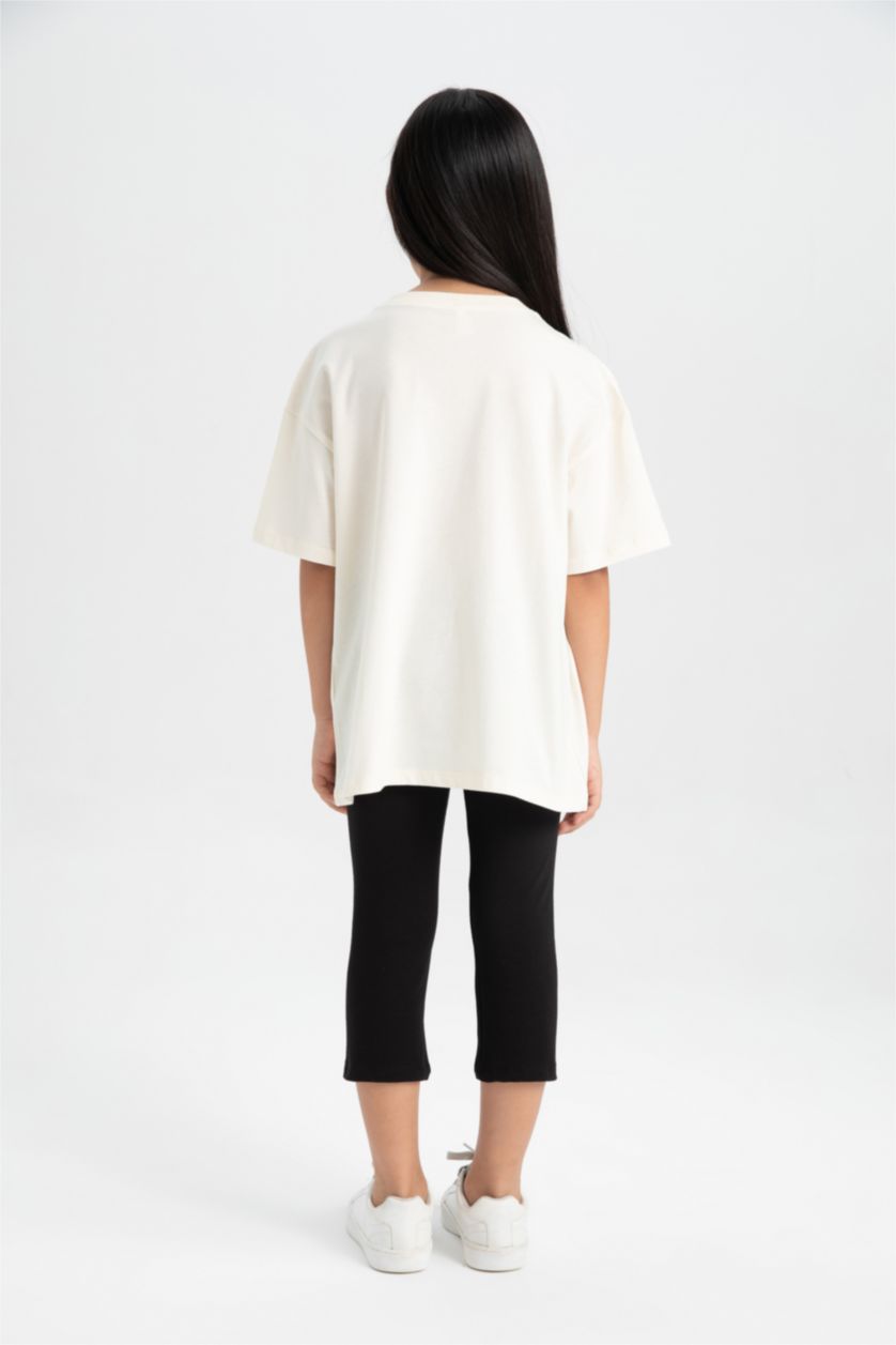 FILLES Écru Ensemble de T-shirt imprimé à manches courtes et Leggings pour Fille