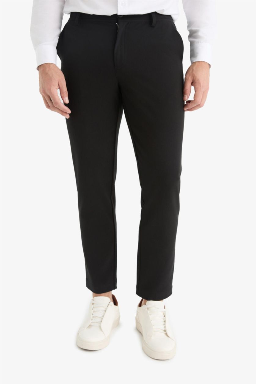 Мужчины Черный Брюки Tailored Fit с прямыми штанинами, которые тянутся в любом направлении