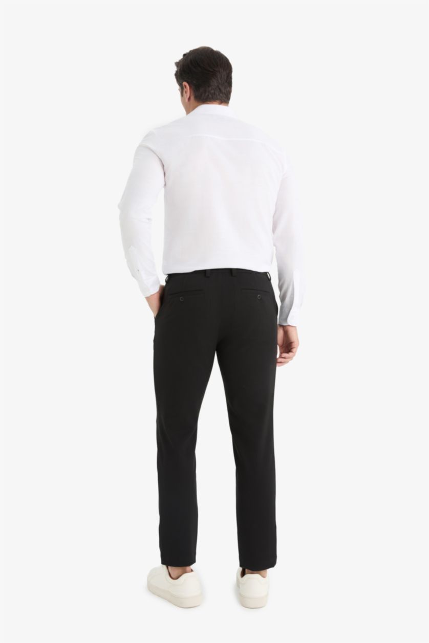 Мужчины Черный Брюки Tailored Fit с прямыми штанинами, которые тянутся в любом направлении